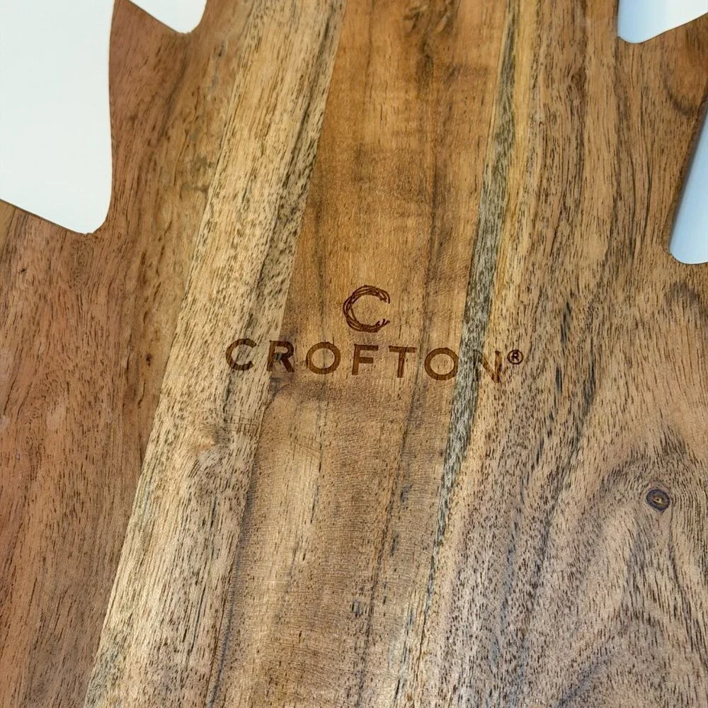 Crofton Harvest Wooden Chopping Block Cutting Charcuterie Board - Maple Leaf